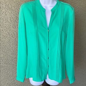 No.133 Calvin Klein Green Button Down Shirt size small petite